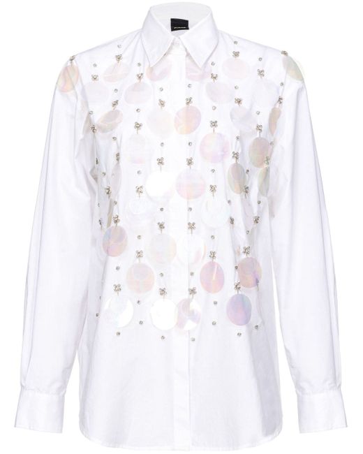 Pinko rhinestone-embellished cotton shirt