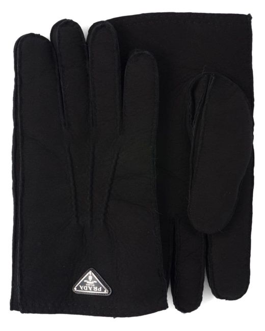 Prada triangle-logo sheepskin gloves