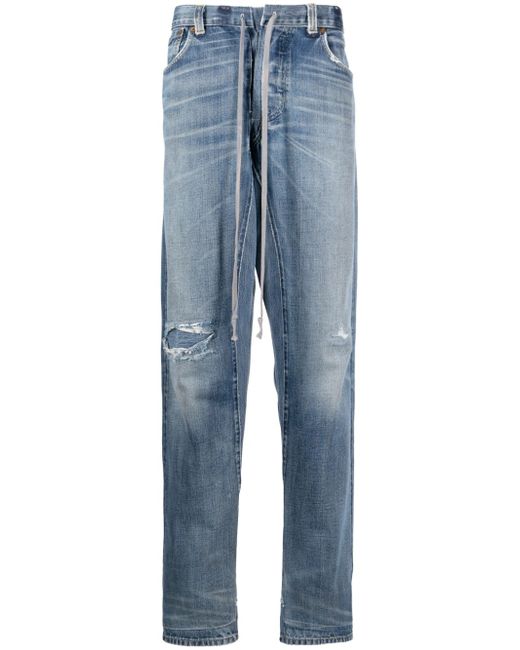 Greg Lauren distressed drawstring-waist jeans