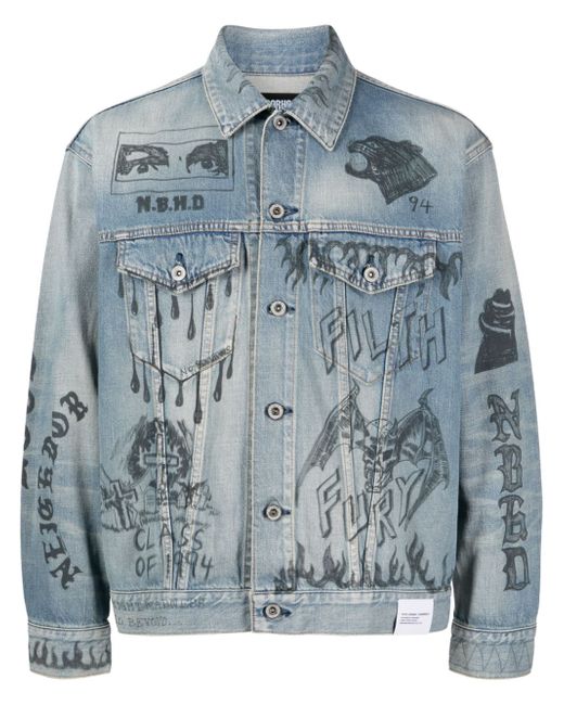 Neighborhood Type-3 graphic-print denim jacket