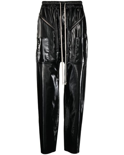 Rick Owens DRKSHDW glossy-finish drop-crotch trousers