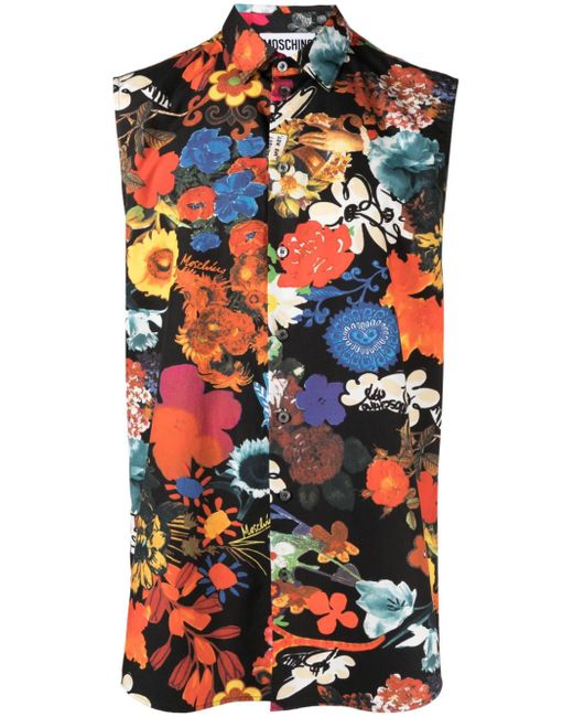 Moschino floral-print sleeveless shirt