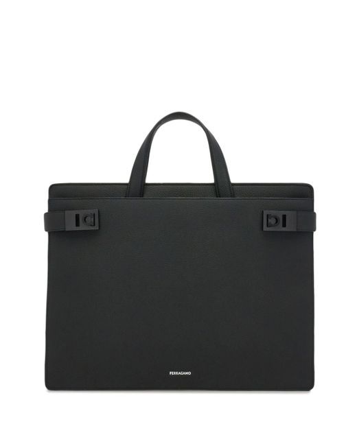 Ferragamo Gancini-buckle leather briefcase