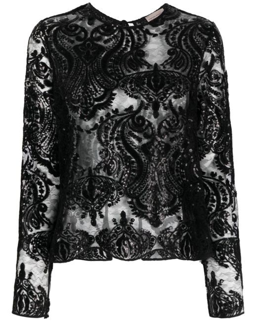 Semicouture sequinned lace blouse