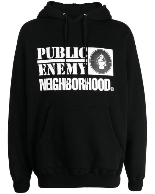 Neighborhood x Public Enemy logo-print cotton hoodie
