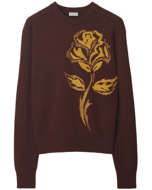 Burberry rose intarsia-knit jumper