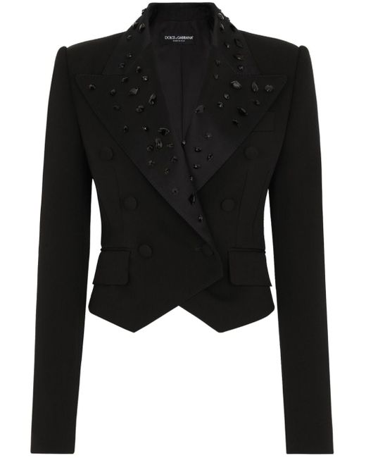 Dolce & Gabbana crystal-embellished cropped blazer