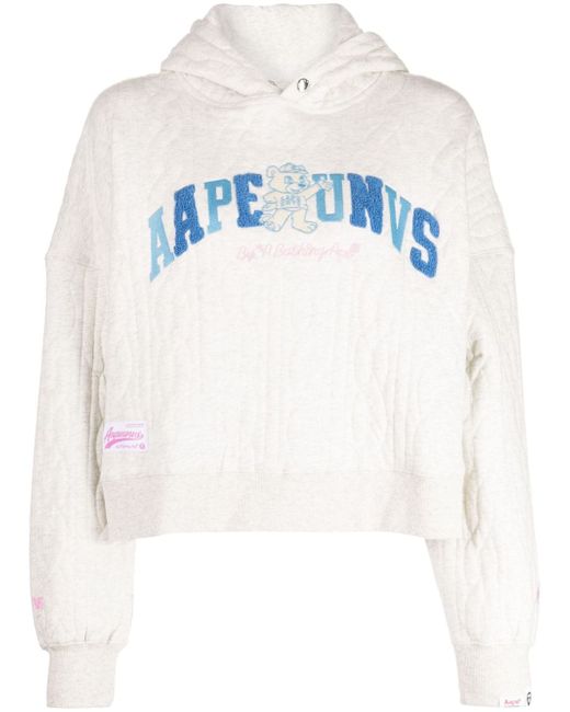 Aape By *A Bathing Ape® logo-appliqué quilted cotton hoodie