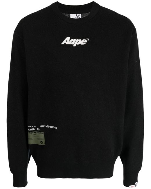 Aape By *A Bathing Ape® intarsia knit-logo crew-neck jumper