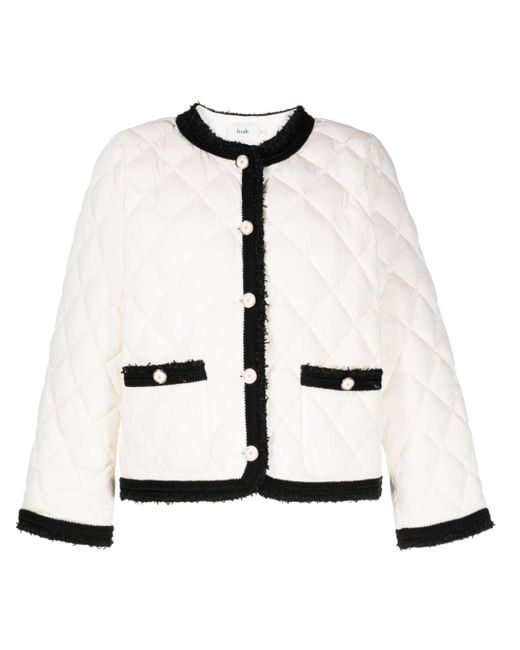 b+ab contrasting-trim frayed quilted jacket