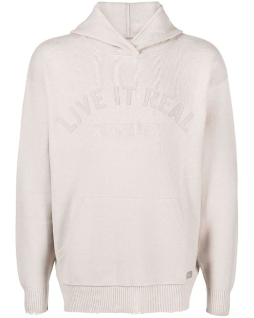 Izzue slogan-print fine-ribbed hoodie