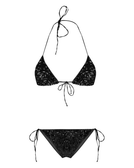 Oséree sequin-embellished triangle bikini