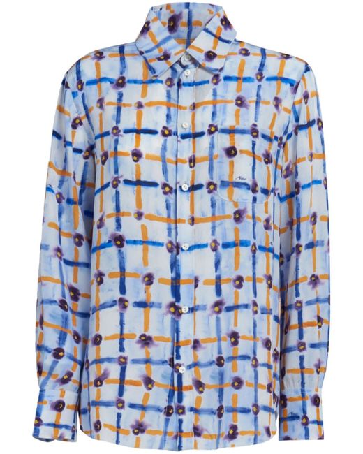 Marni mix-print pointed-collar shirt