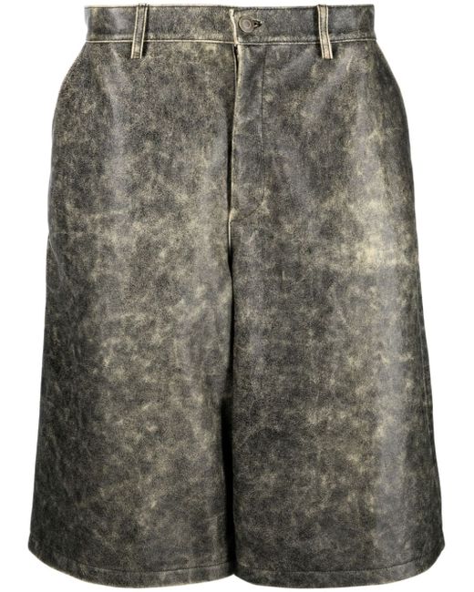 Moschino distressed leather bermuda shorts