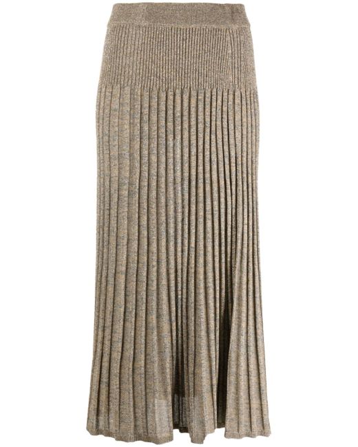 Joseph A-line pleated lurex midi skirt