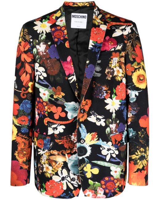 Moschino floral-print single-breasted blazer