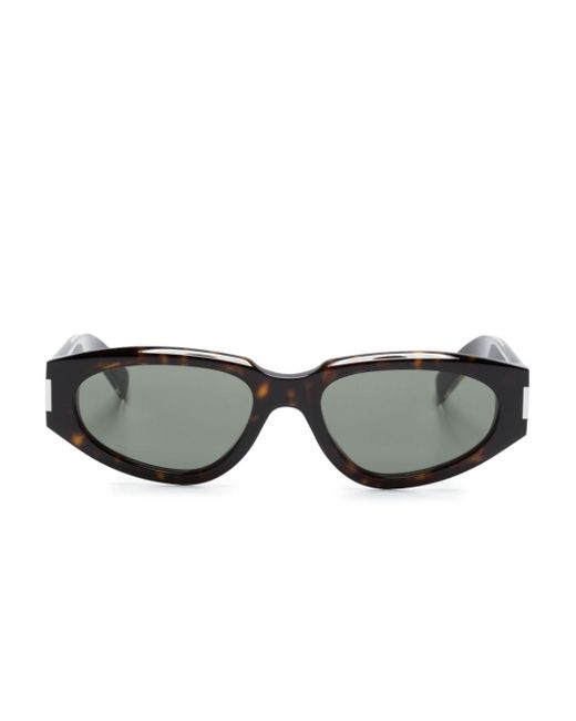 Saint Laurent tortoiseshell-effect oval-frame sunglasses