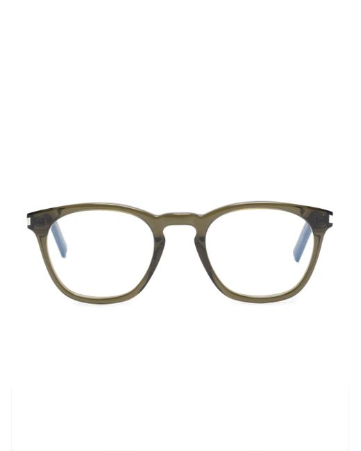 Saint Laurent polished-effect round-frame glasses