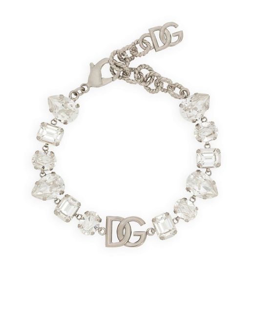 Dolce & Gabbana DG-plaque crystal-embellished bracelet