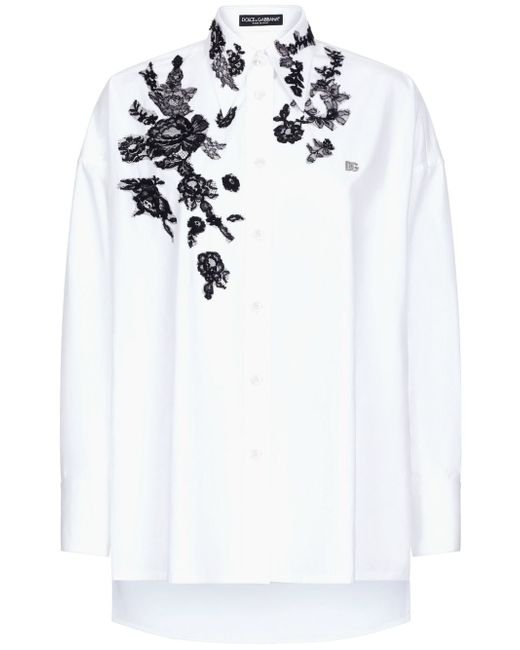 Dolce & Gabbana floral-lace long-sleeve shirt