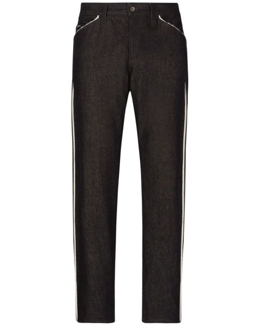 Dolce & Gabbana piped straight-leg jeans