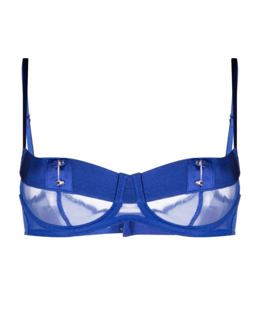 Agent Provocateur Caity sheer-panelled satin bra