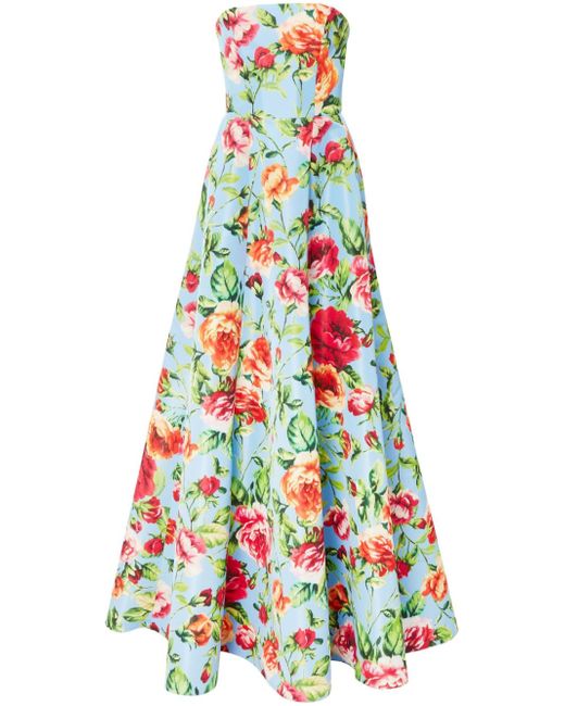 Carolina Herrera rose-print strapless gown