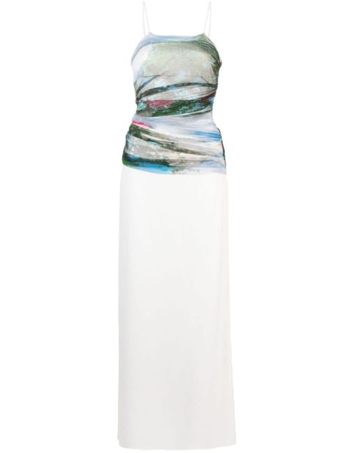 Christopher Esber Lucid garden-print draped-panel maxi dress