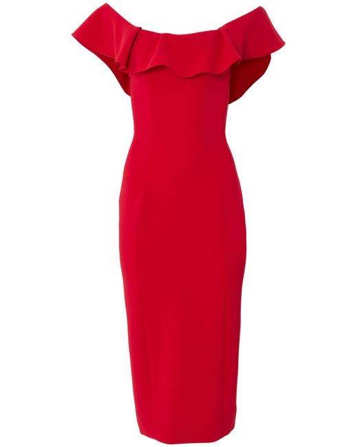 Carolina Herrera ruffle-detail sleeveless midi dress