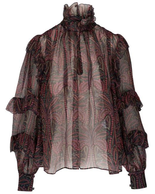 Etro floral-print ruffled blouse