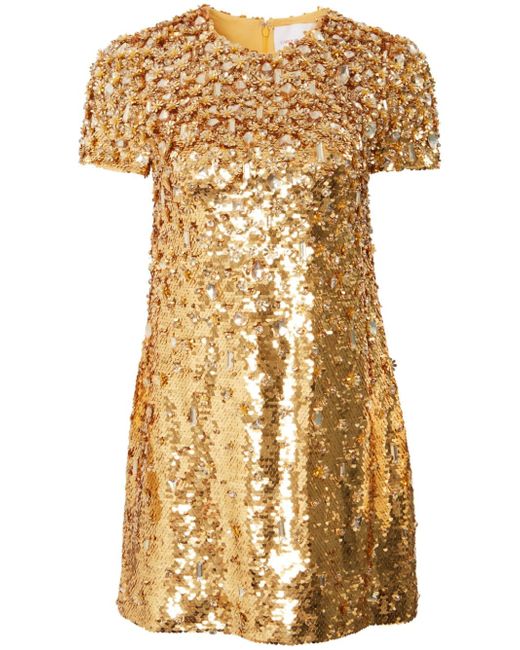 Carolina Herrera sequin-embellished short-sleeve minidress