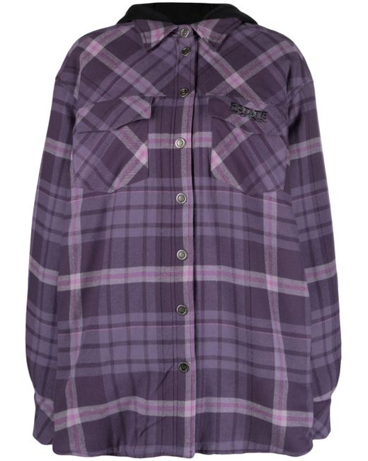 Rotate hooded flannel shirt jacket