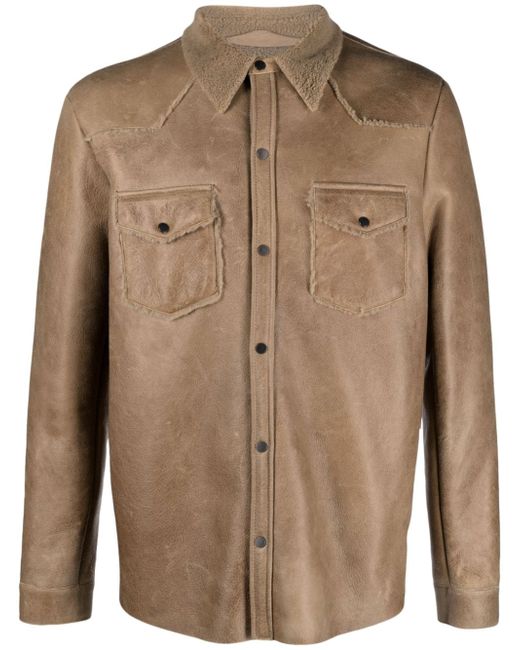 Salvatore Santoro straight-point collar leather jacket