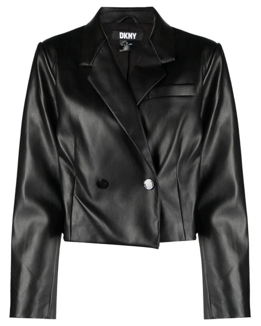 Dkny double-breasted faux-leather blazer