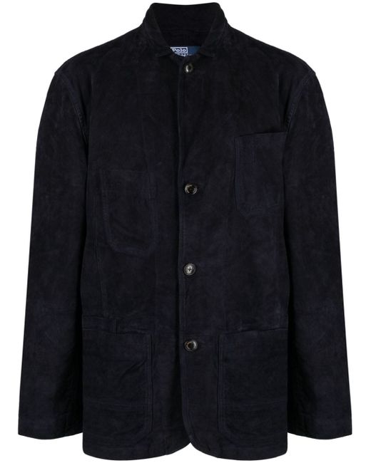 Polo Ralph Lauren notched-lapels suede single-breasted blazer