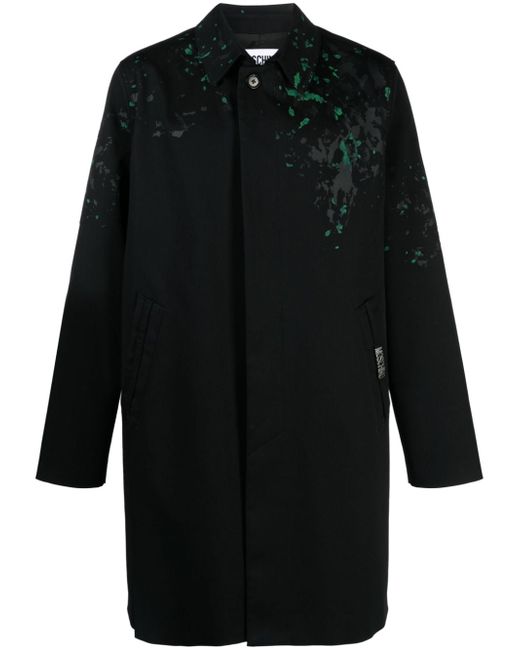 Moschino paint splatter-detail single-breasted twill coat