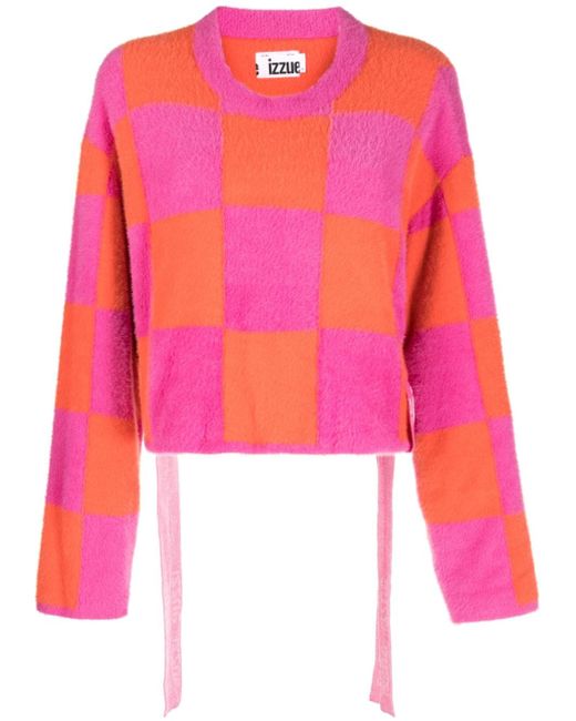 Izzue Checked brushed-effect jumper