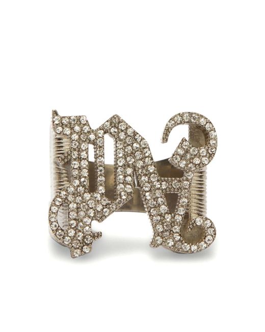 Palm Angels crystal-embellished monogram ring