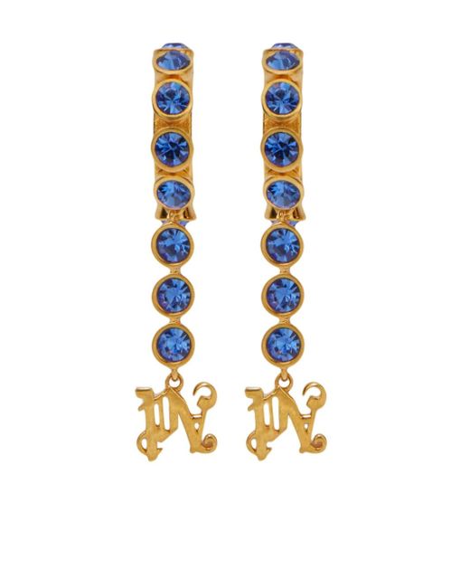 Palm Angels crystal-embellished monogram earrings