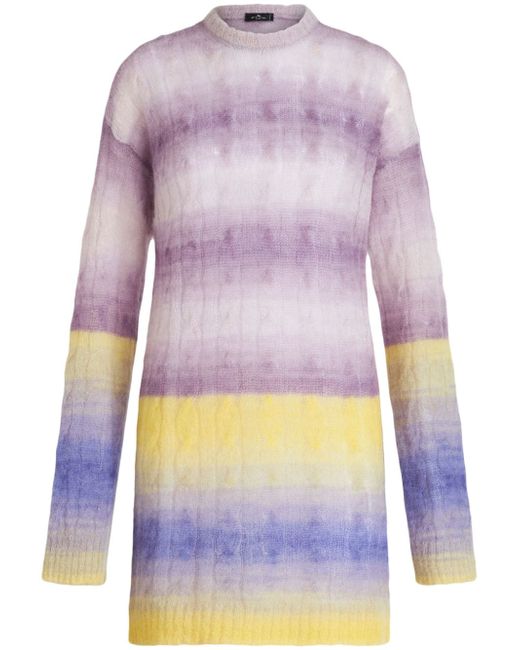 Etro faded-effect cable-knit dress