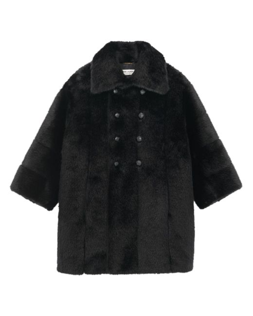Saint Laurent faux-fur double-breasted coat