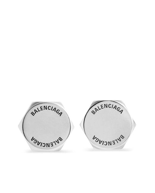 Balenciaga logo-engraved swivel earrings