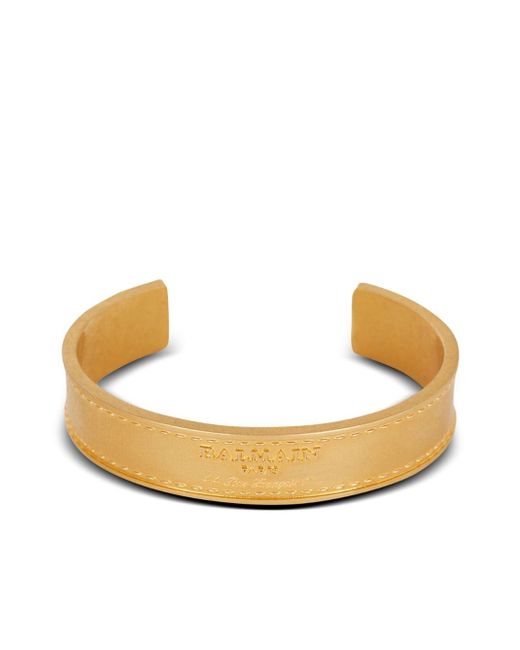 Balmain engraved-logo open-cuff bracelet