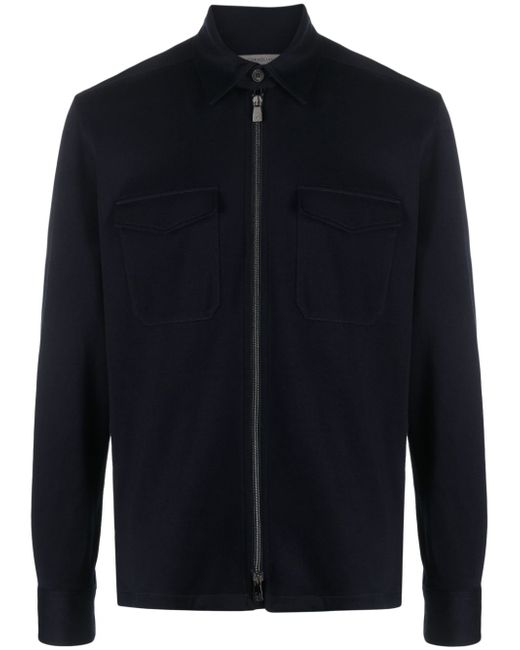 Corneliani zip-up cotton-blend shirt jacket