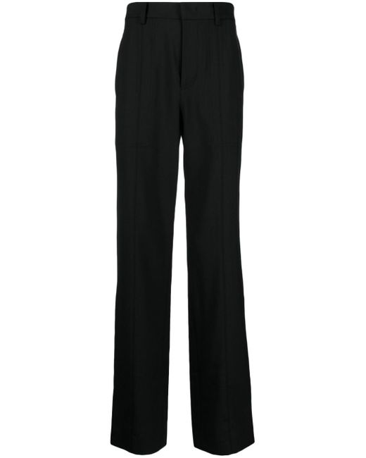 Helmut Lang logo-tape pleated high-waisted trousers