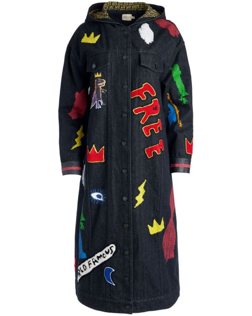 Alice + Olivia x Basquiat Jeff patch-embellished denim coat