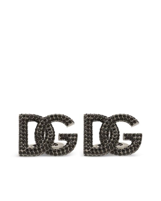 Dolce & Gabbana logo-plaque crystal-embellished cufflinks