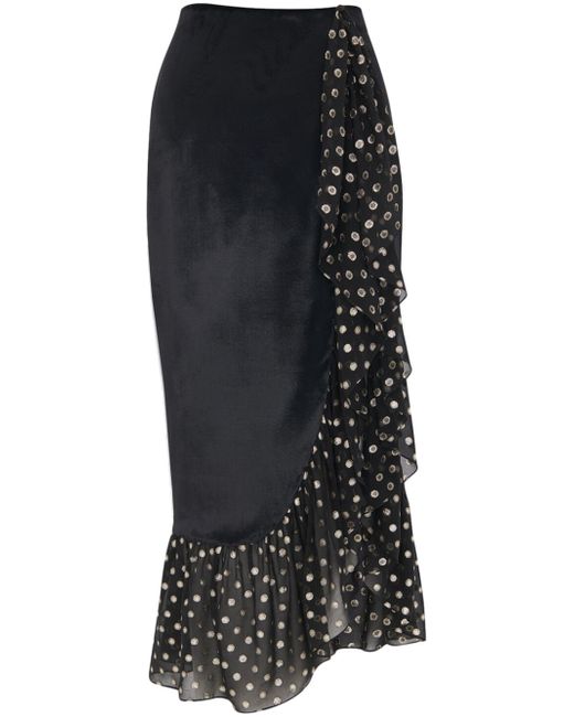 Saint Laurent polka-dot ruffled asymmetric skirt