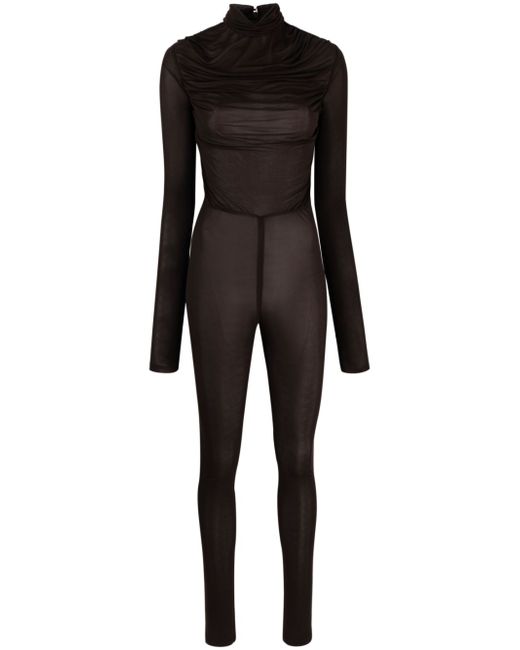 Saint Laurent draped-design semi-sheer jumpsuit