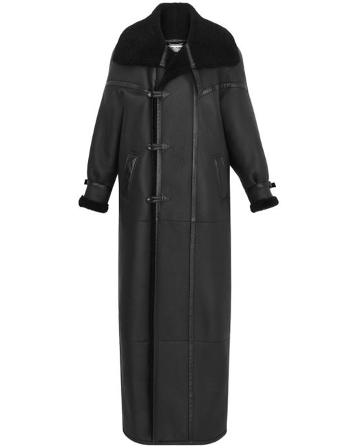 Saint Laurent shearling-lining leather long coat